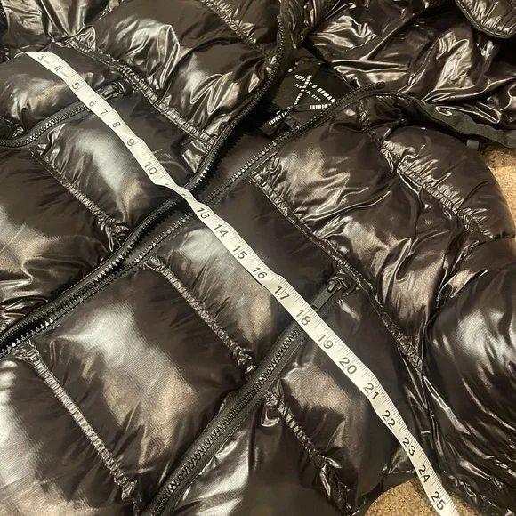 Black Puffer Jacket with Hood - Picture 4 of 7